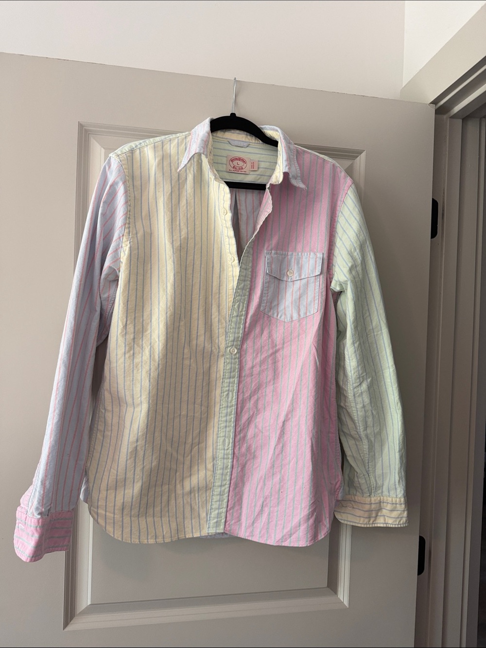 Men's Pastel Multi-Stripe Cotton Button-Up Shirt